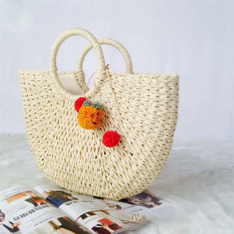 Woven Straw-Style Tote Bag
