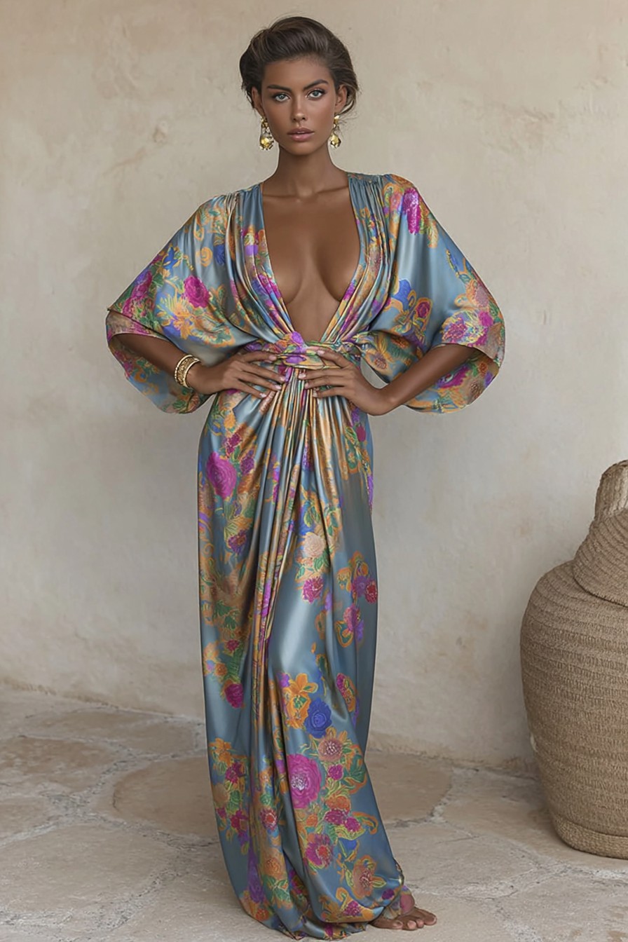 Elegant Vintage Printed Robe