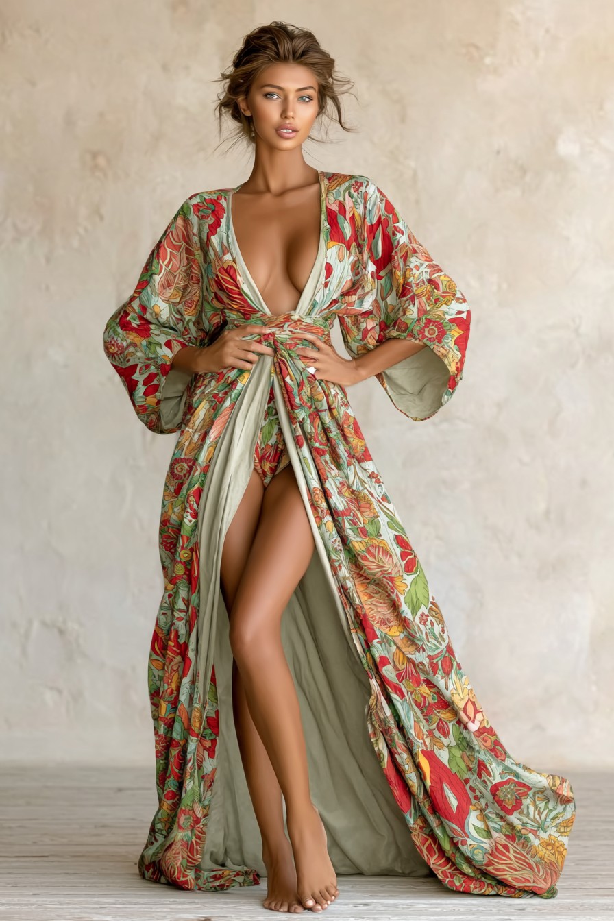 Elegant Vintage Printed Robe