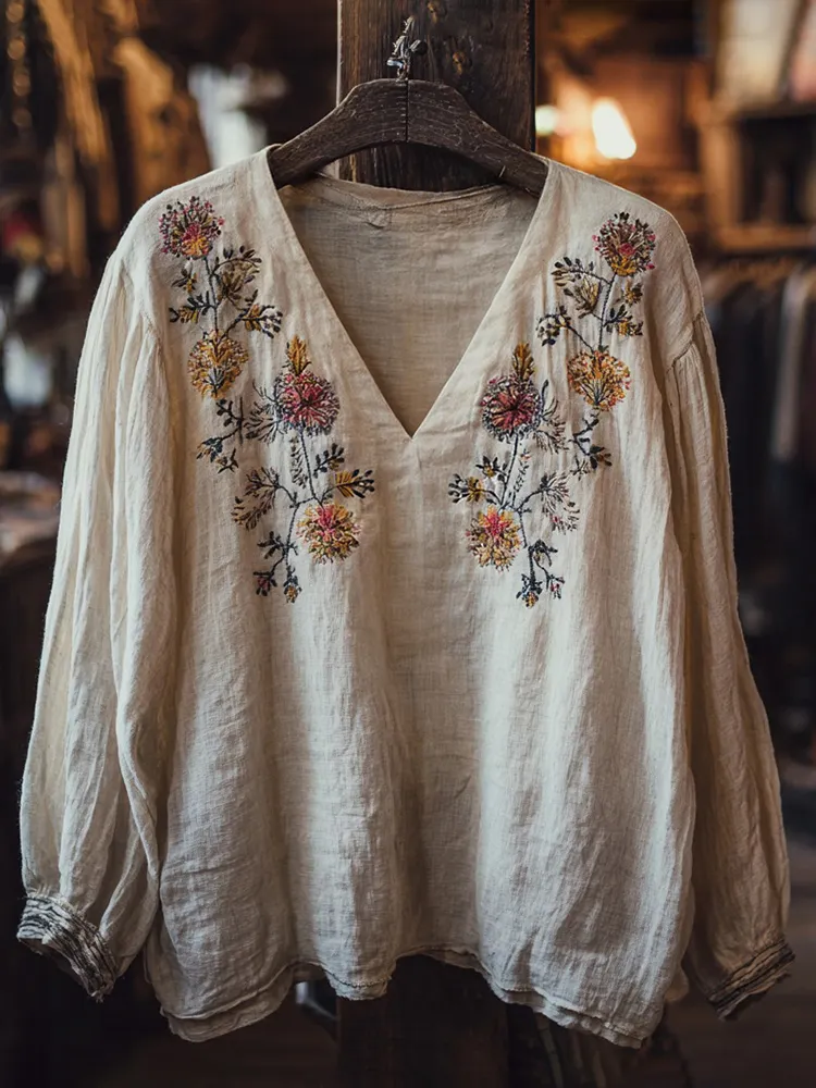 Women's Vintage Bohemian Embroidered Casual Top