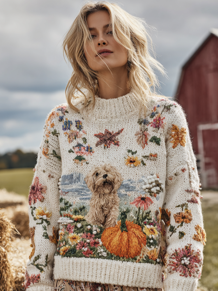 Women's Autumn/winter Thanksgiving Round Neck Warmth-giving Knit Sweater