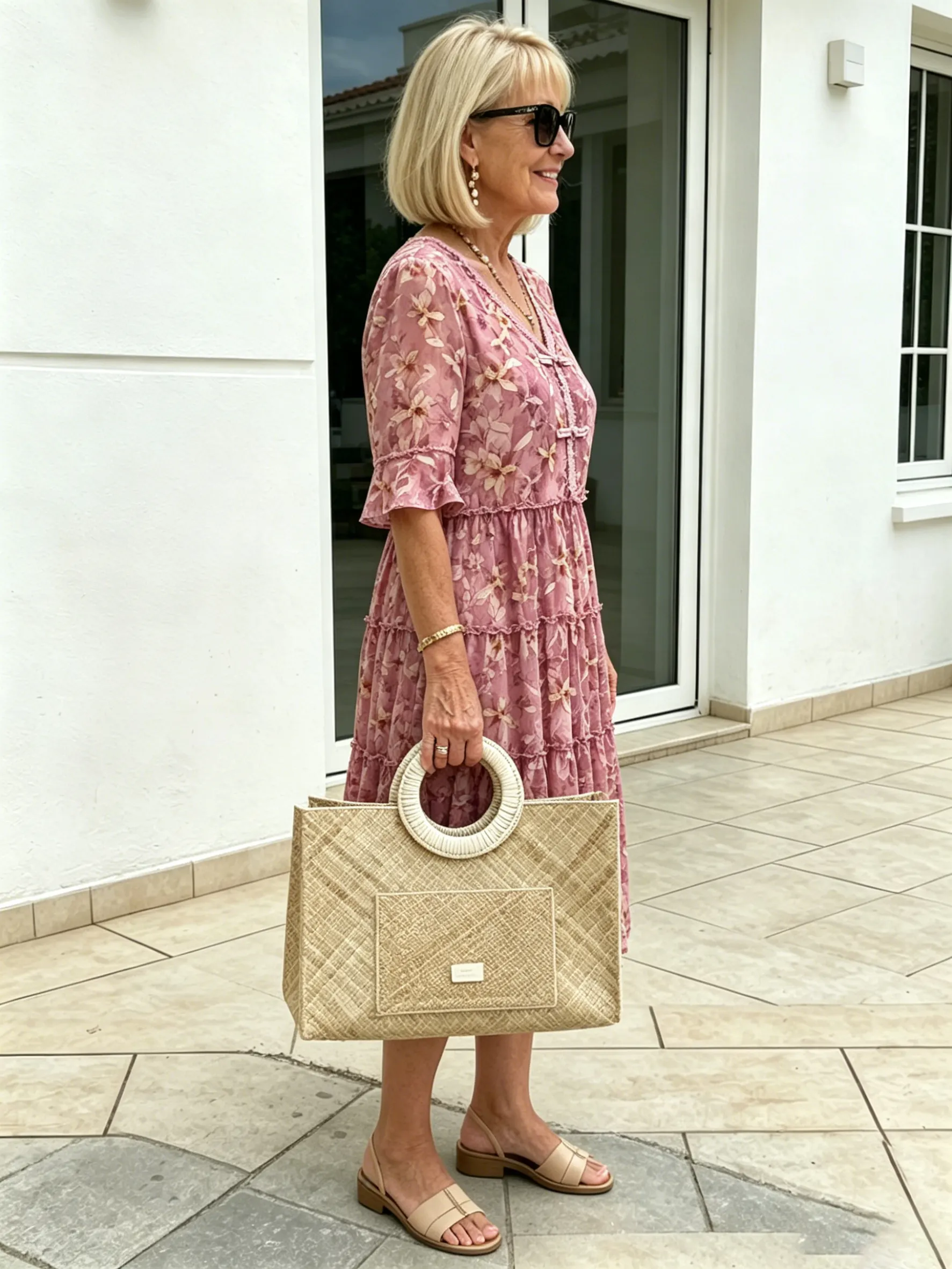 Green Floral Ruffle Midi Dress