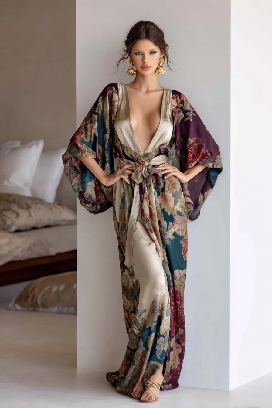 Elegant Vintage Printed Robe