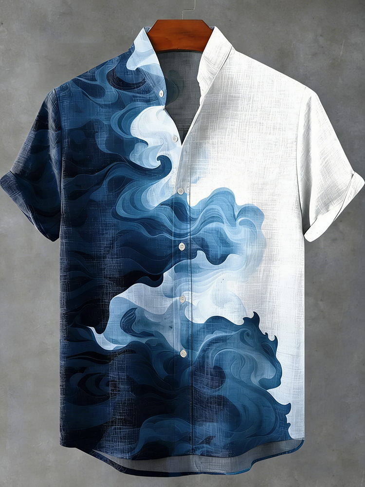 Men's Retro Ink Painting Print Casual Shirt