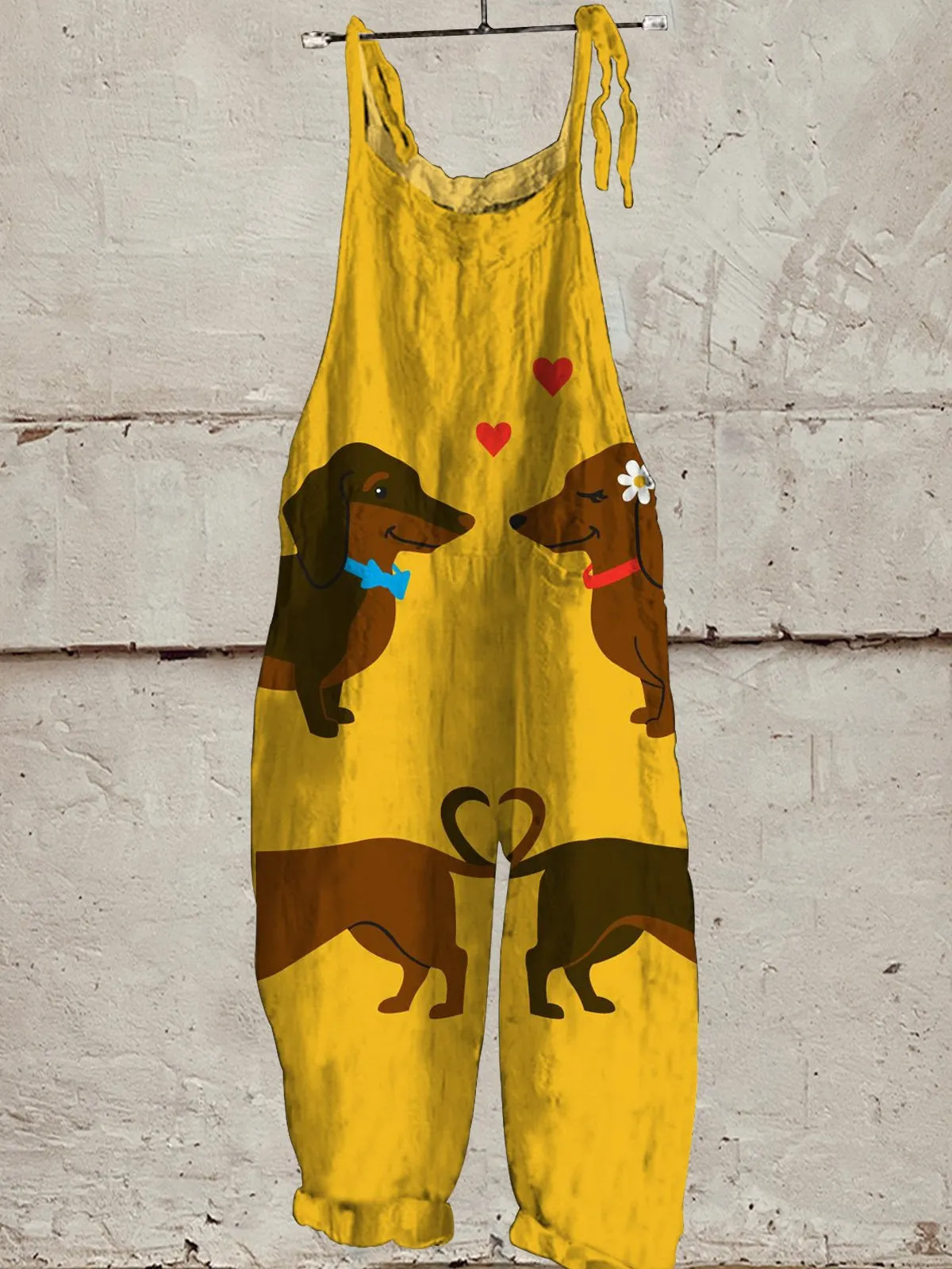 Lovely Dogs Art Print Casual Wide-Leg Jumpsuit