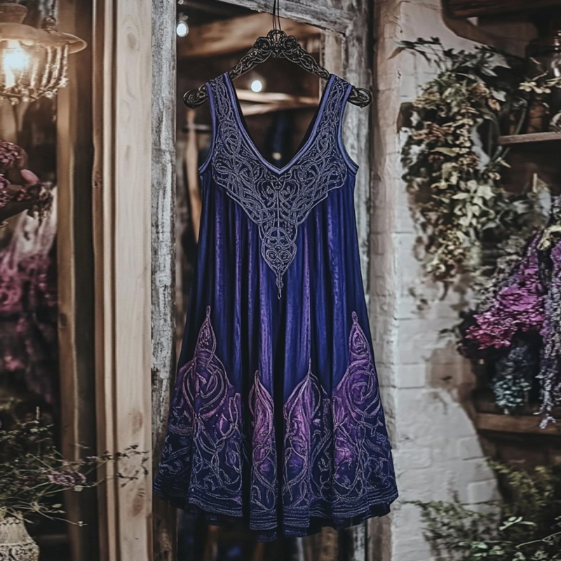 Vintage Celtic Pattern Gradient Tank Dress