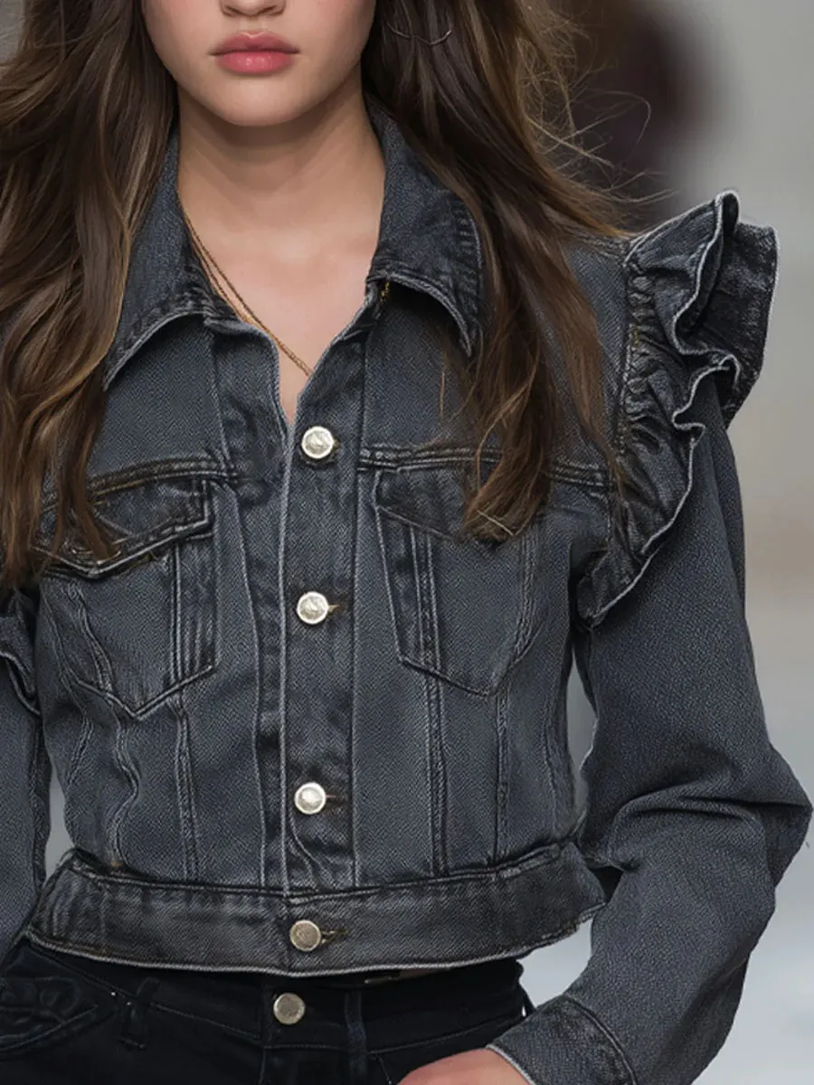 Women's Ruffled Denim Jacket