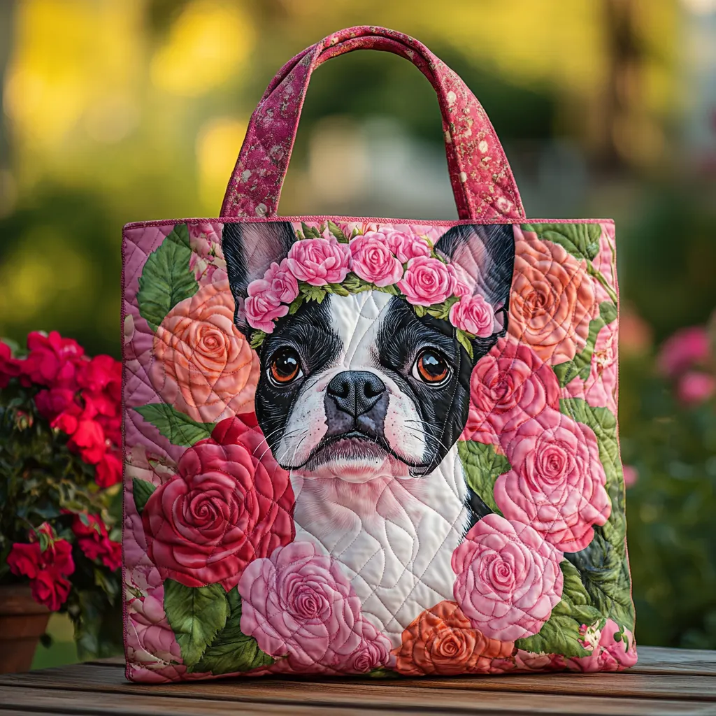 Boston Terrier Quilted Tote Bag