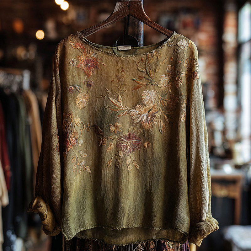 Women's Bohemian Floral Print Casual Round Neck T-shirt
