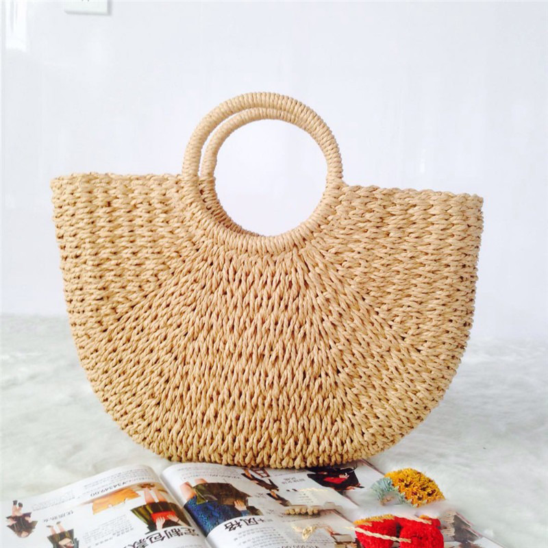 Woven Straw-Style Tote Bag