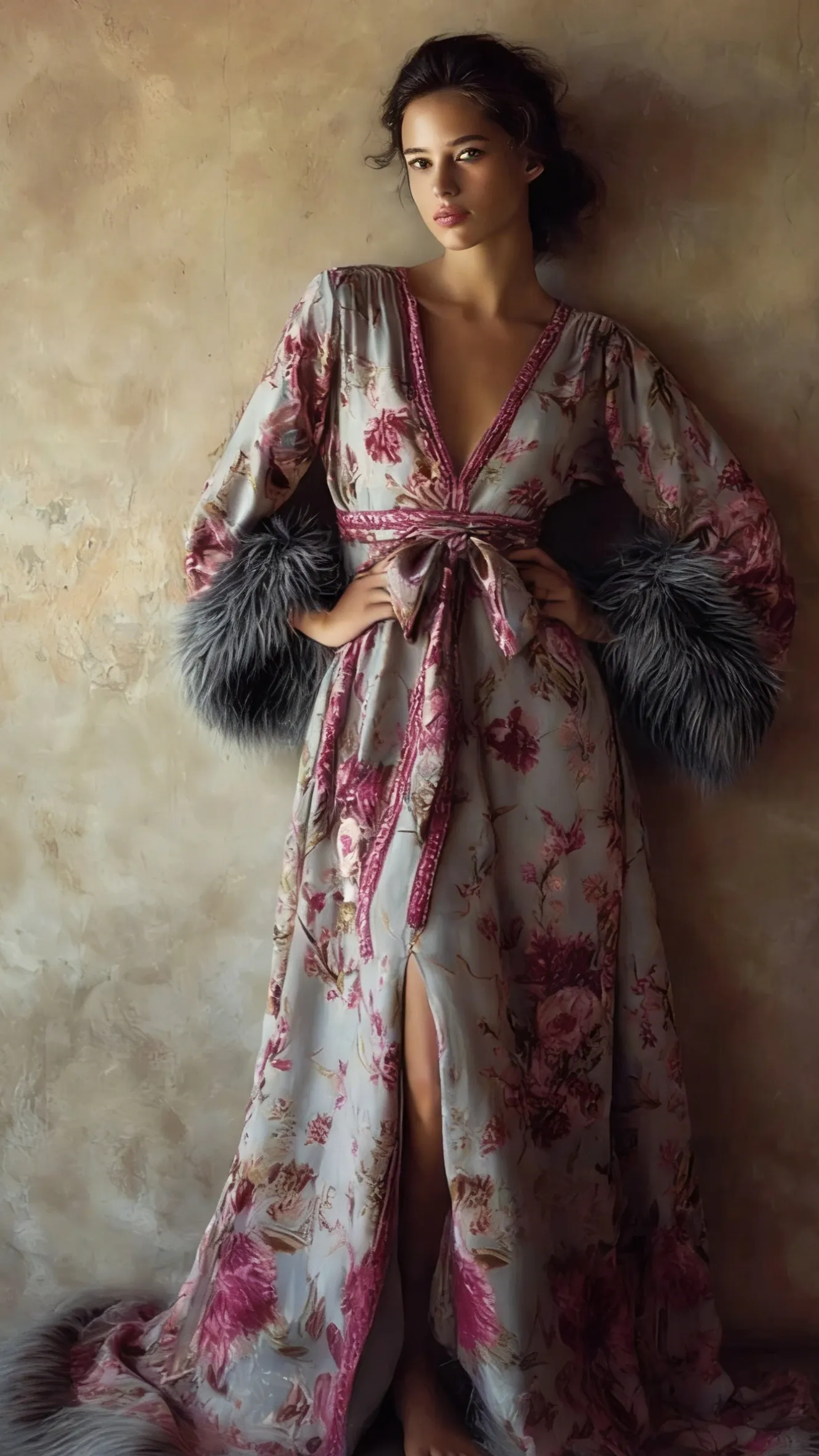 Women's Autumn and Winter Cotton Velvet Blended Robe (With Belt)