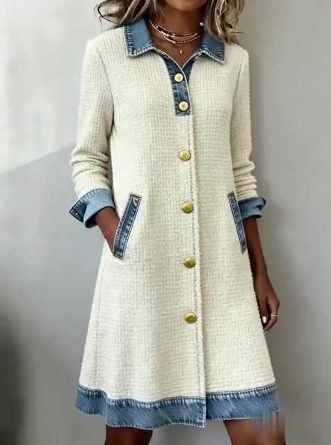Casual Denim Patchwork Dress