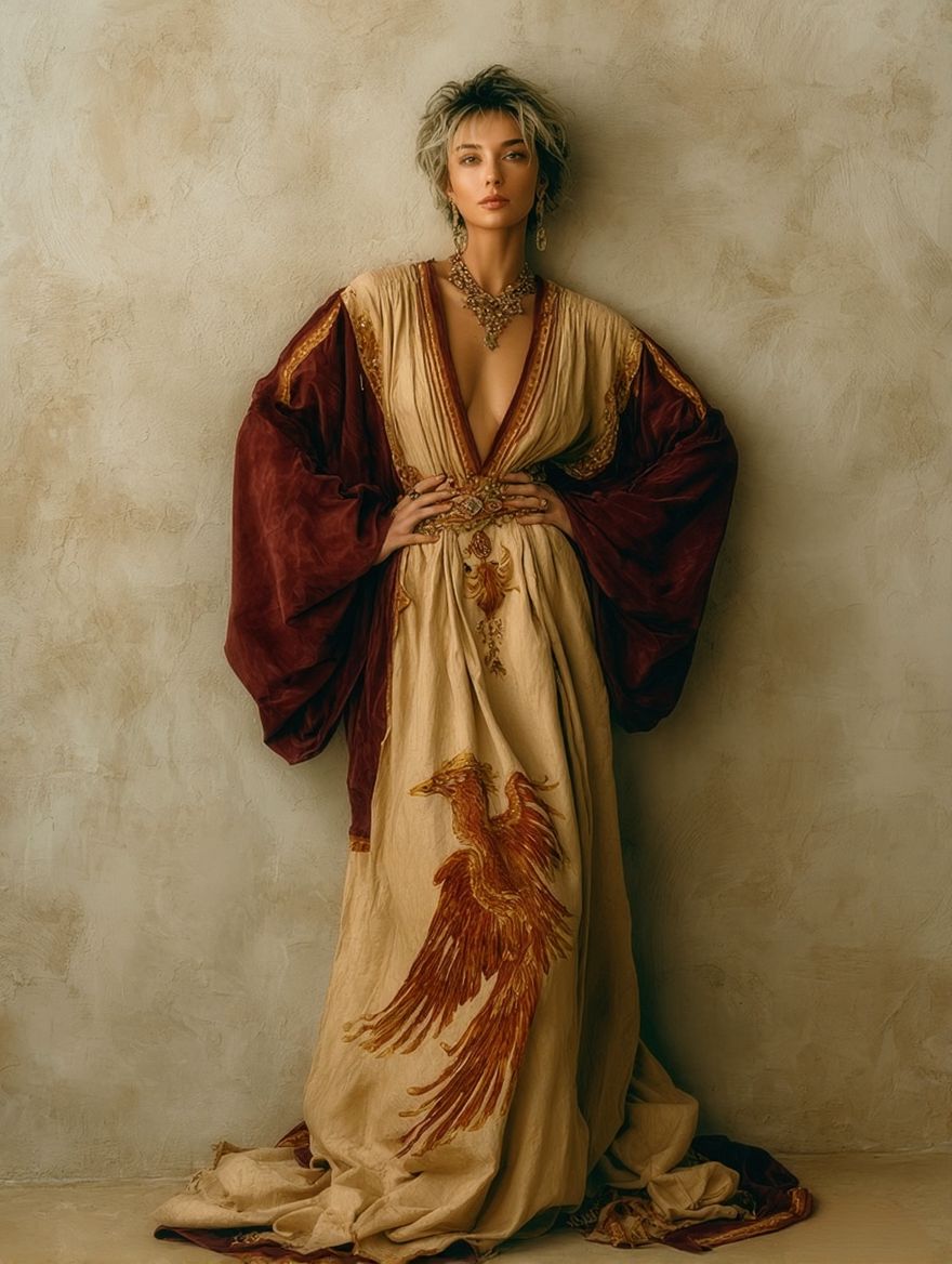 Women's Vintage Printed Court Robe