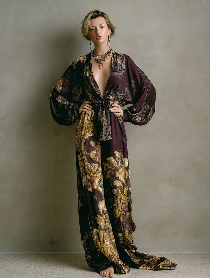 Retro Elegant Chest Dark Button Gorgeous Velvet Jumpsuit