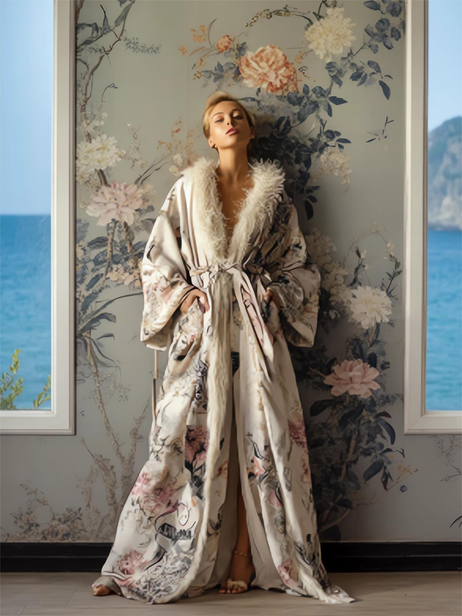Autumn & Winter Cotton Velvet Blended Robe (With Belt)