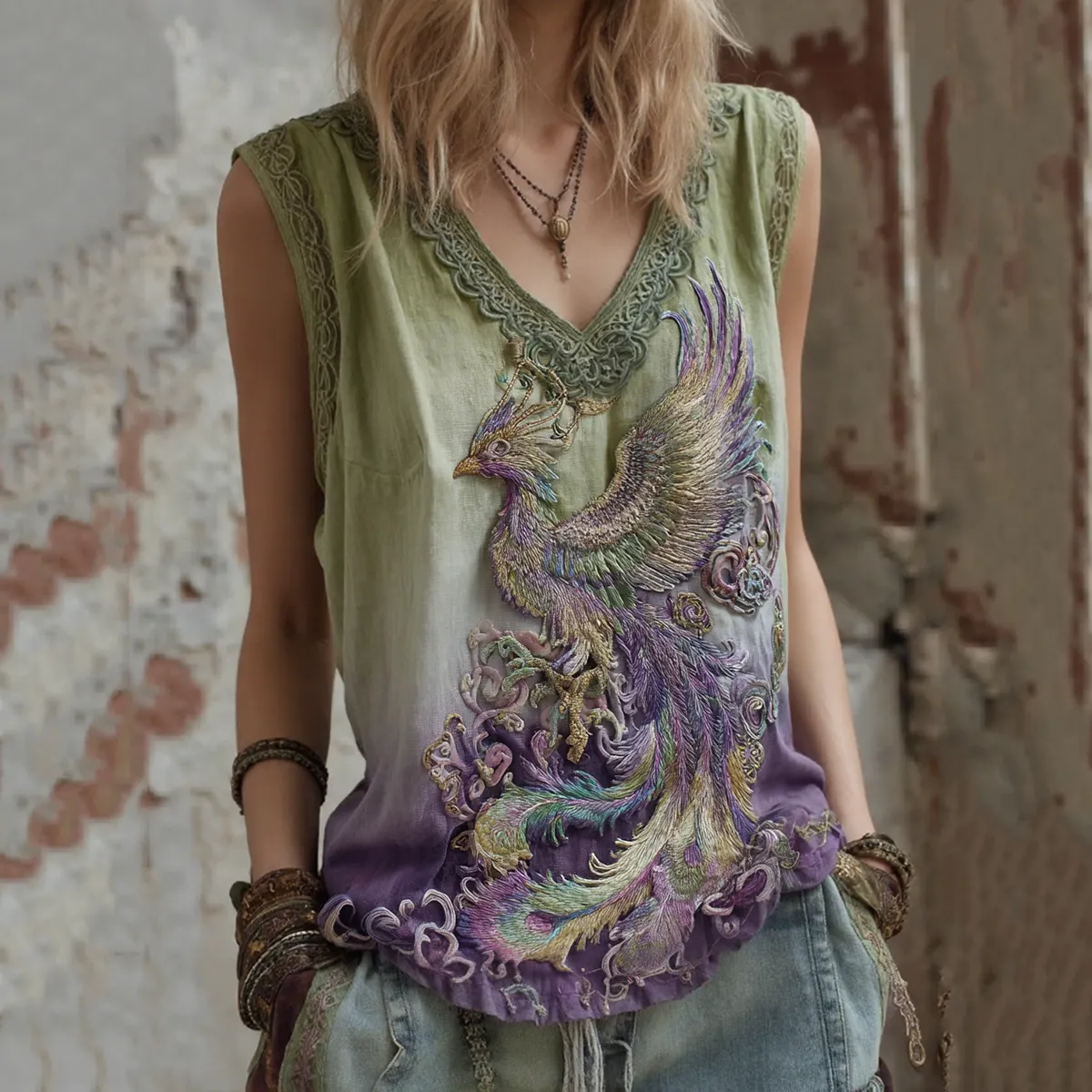 Women's Viking Celtic Phoenix Totem Gradient Tank Top