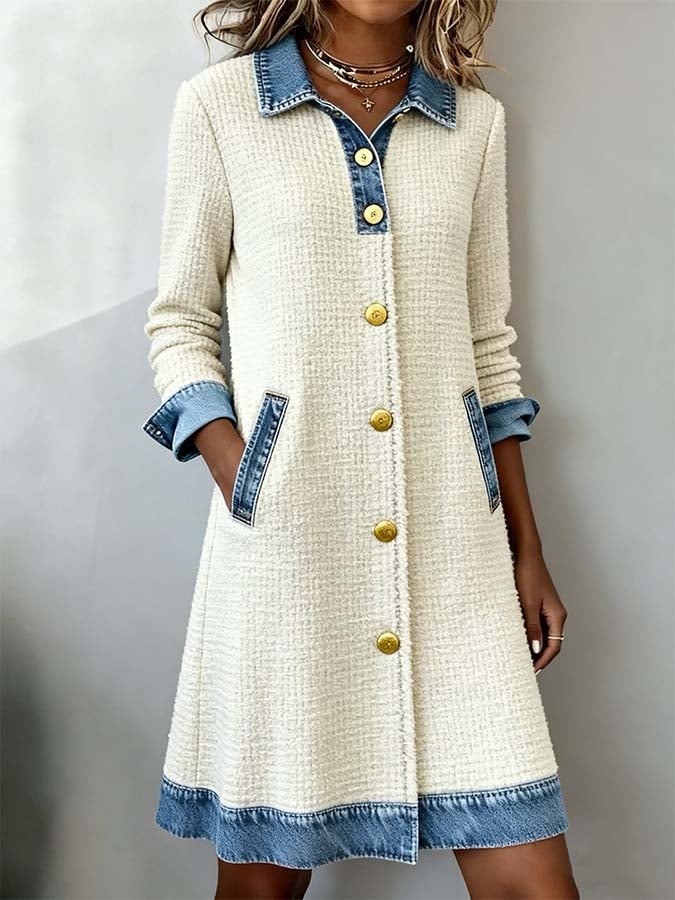 Casual Denim Patchwork Dress
