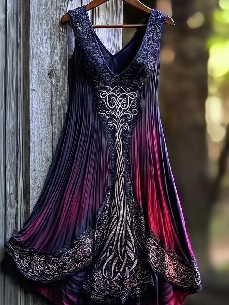 Women's Vintage Viking Tree Of Life Casual Comfort Sleeveless Dress