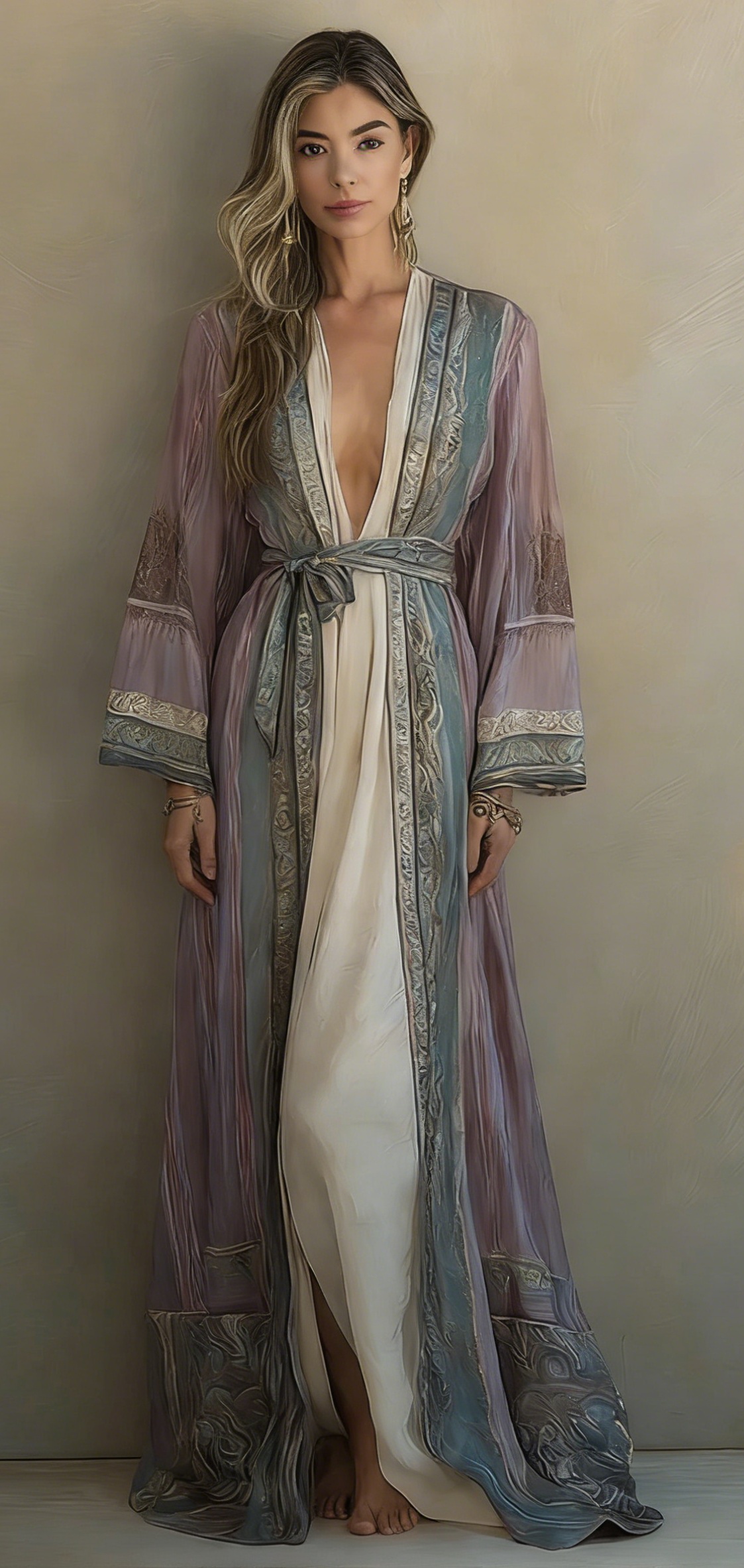 Elegant and comfortable cotton Christmas-themed robe (with belt)