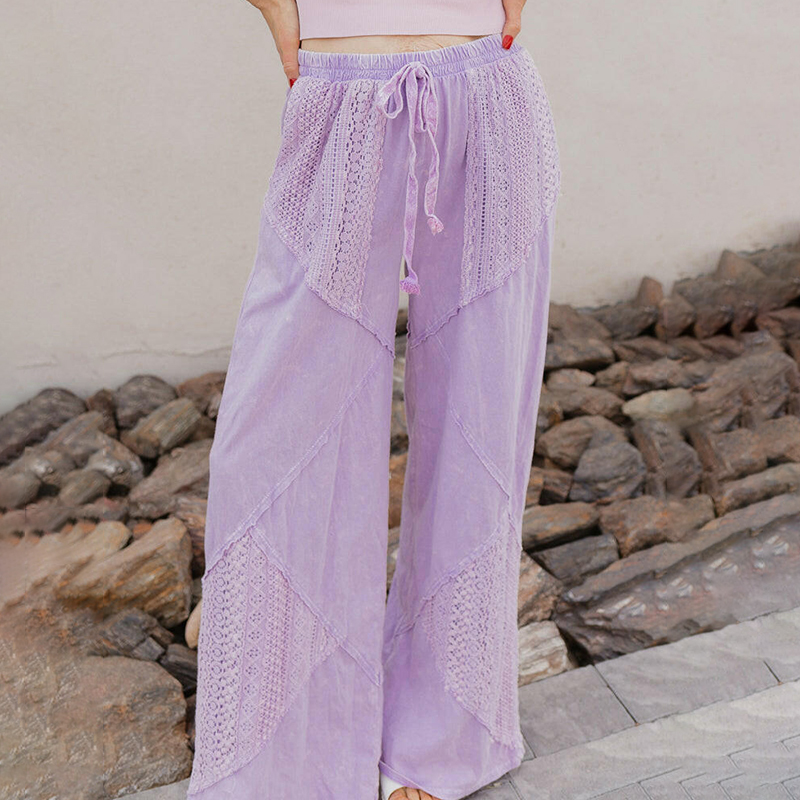 Women's Floral Lace Patchwork Embroidery Art Pants