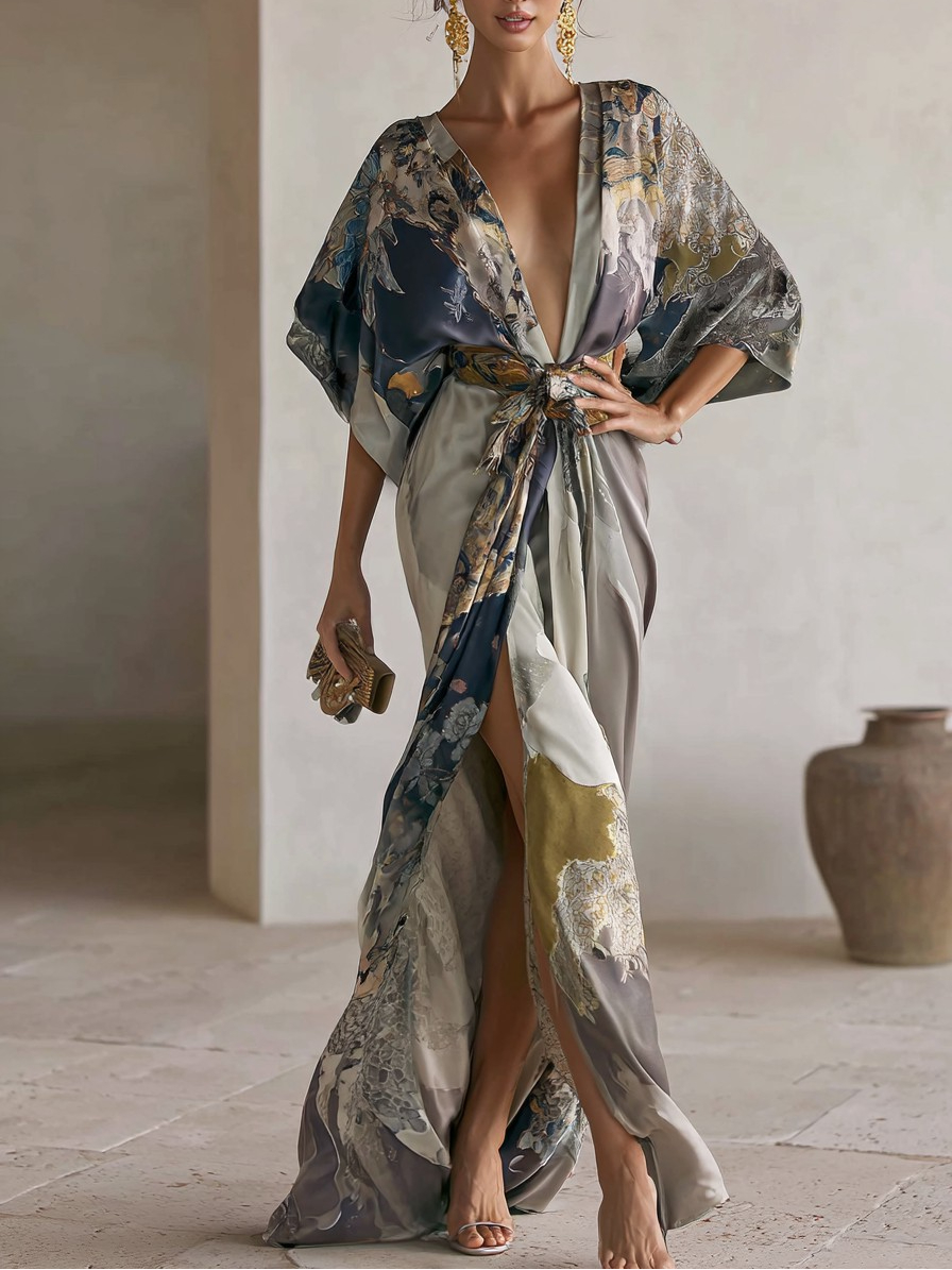 Elegant Vintage Printed Robe