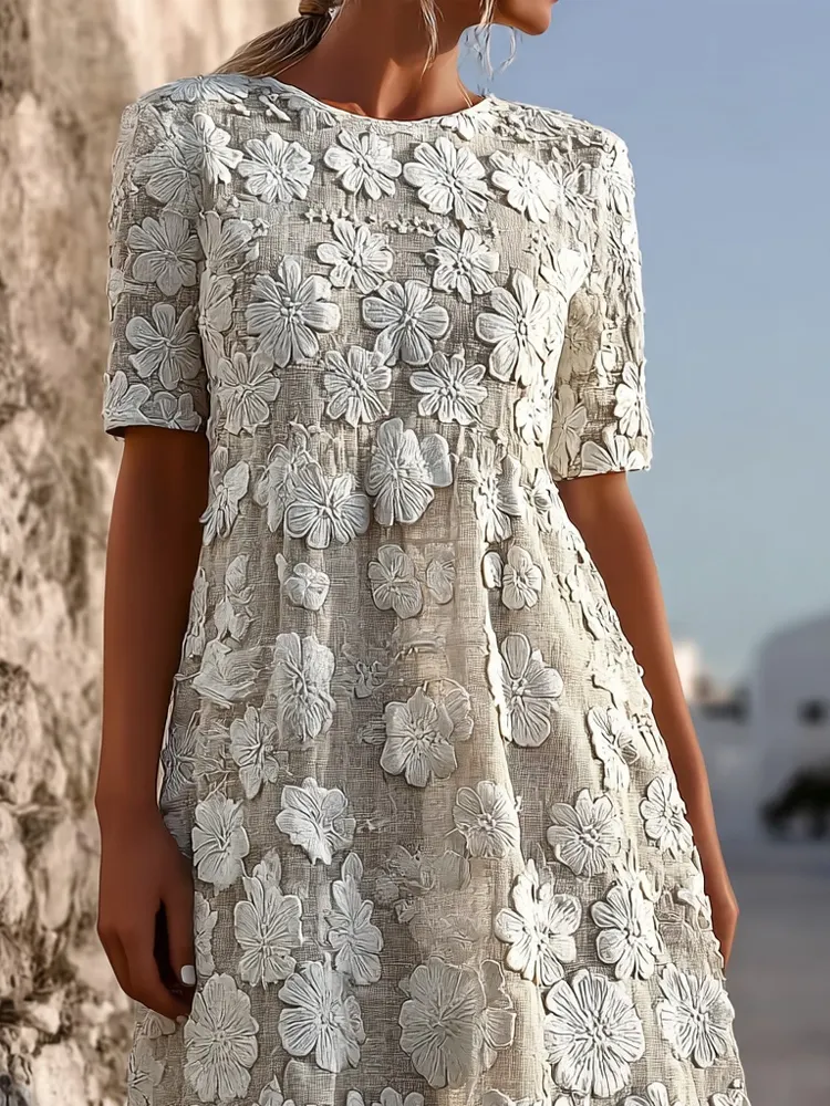 Vintage Floral Lace Embroidered Comfy Maxi Dress