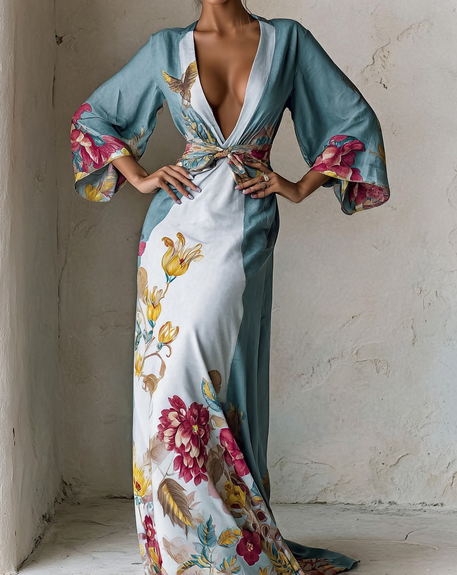 Elegant Vintage Printed Robe