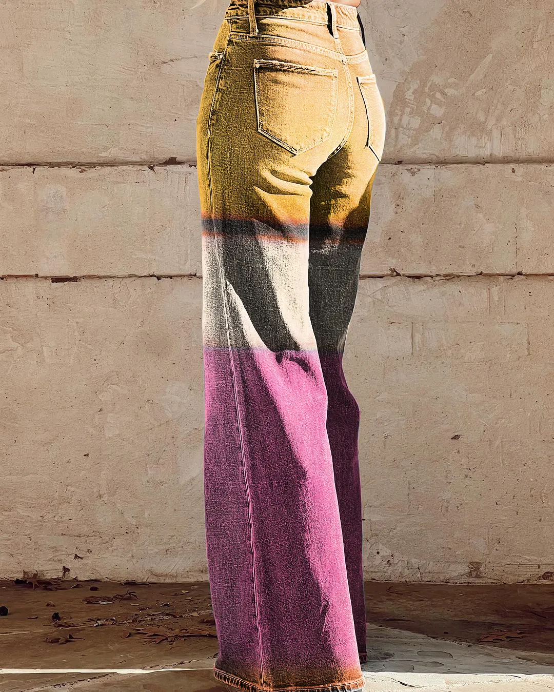 Vintage Abstract Art Print Wide-Leg Pants