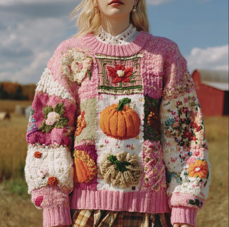 Women's Autumn/winter Thanksgiving Round Neck Warmth-giving Knit Sweater