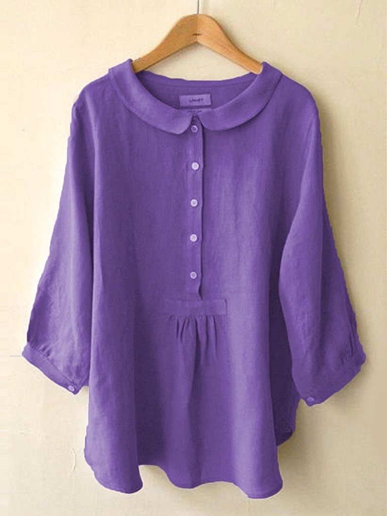 Cotton Linen Seven Sleeve Shirt