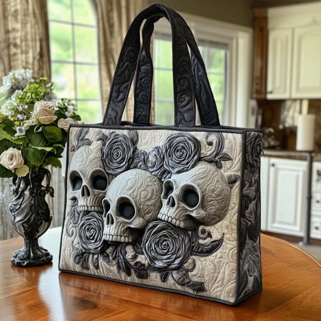 Skull Quilted Tote Bag