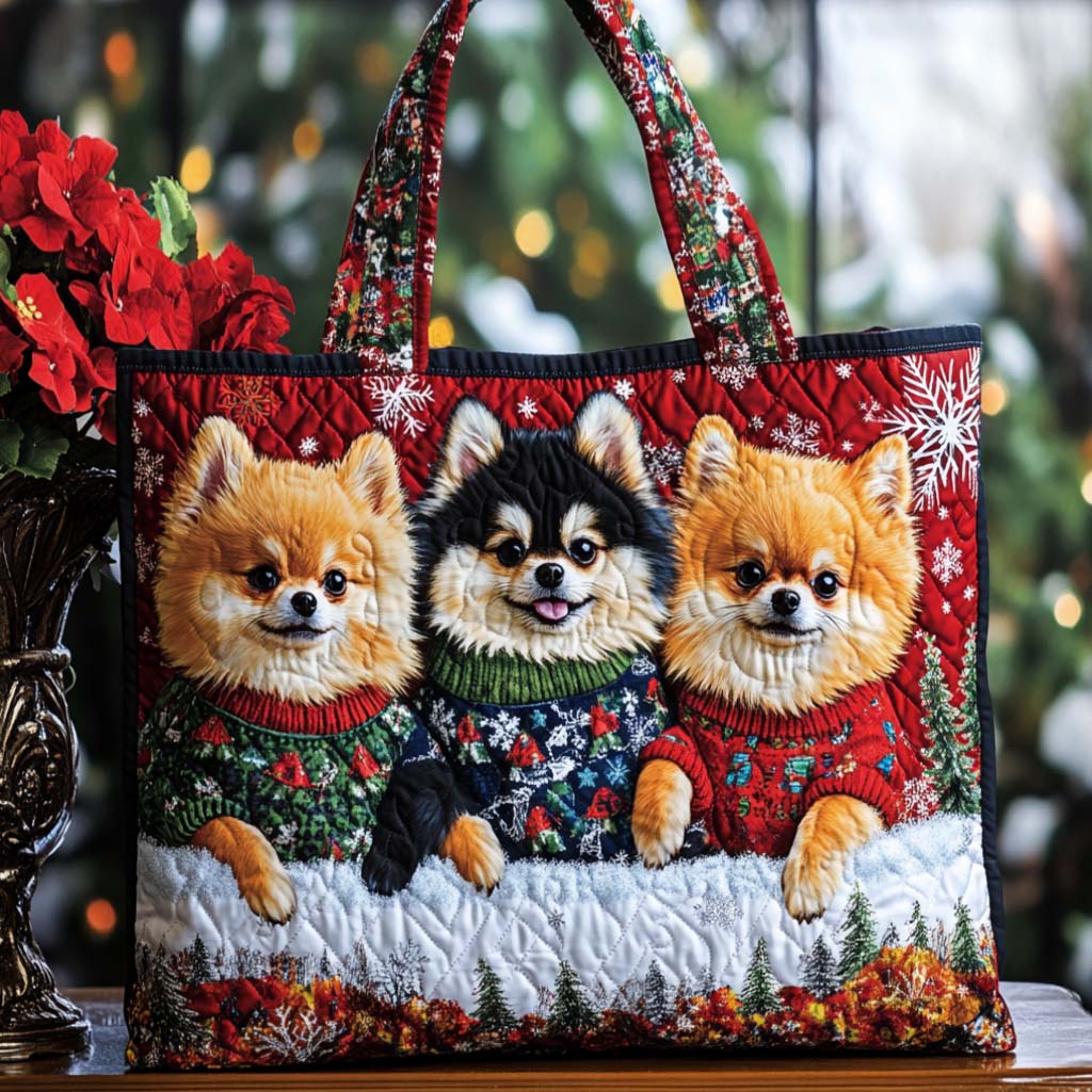 Pomeranian Quilted Tote Bag