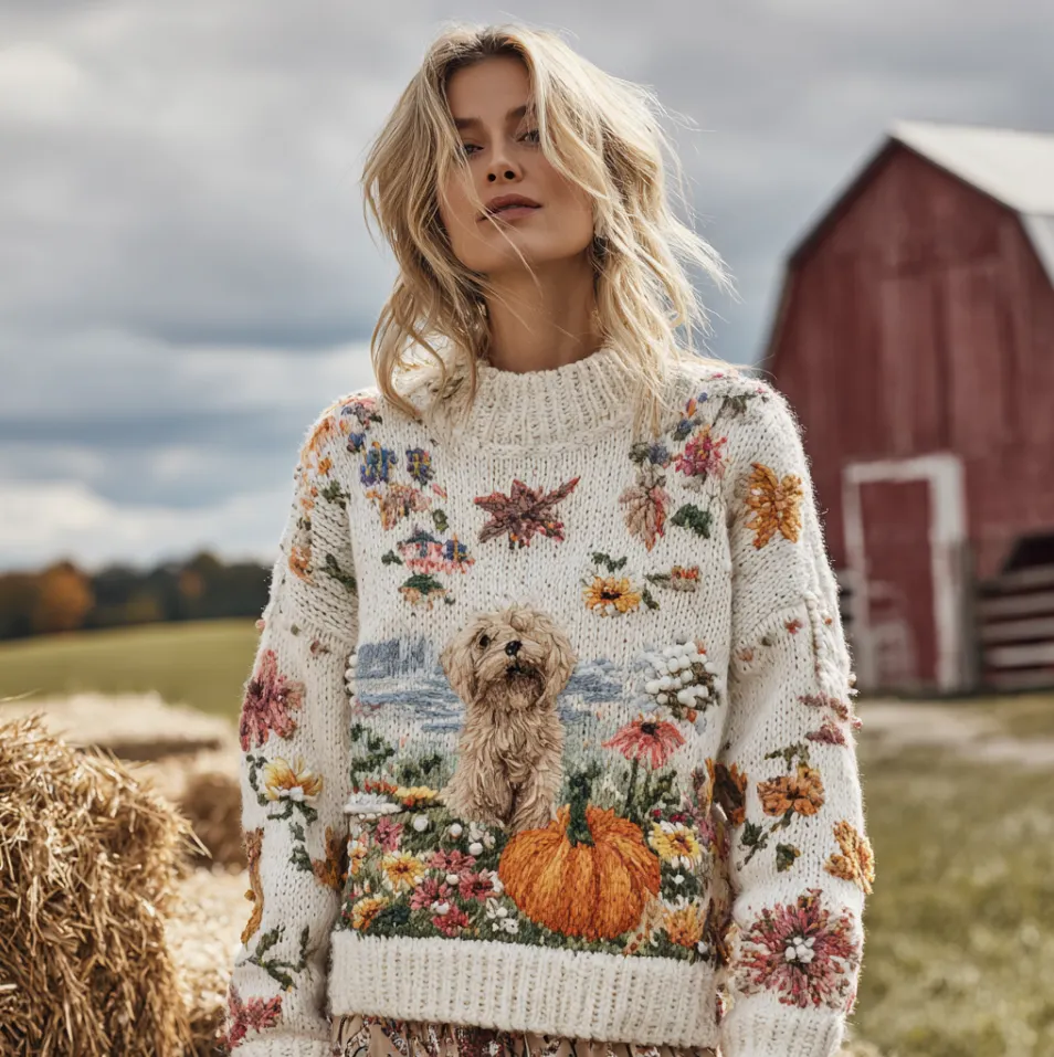 Women's Autumn/winter Thanksgiving Round Neck Warmth-giving Knit Sweater