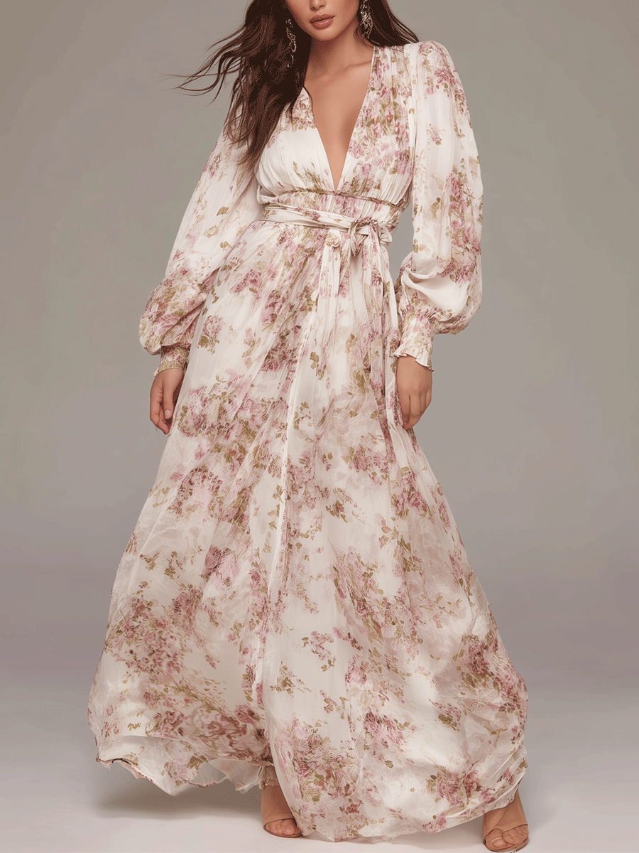 Elegant & Romantic Bohemian Floral Maxi Dress