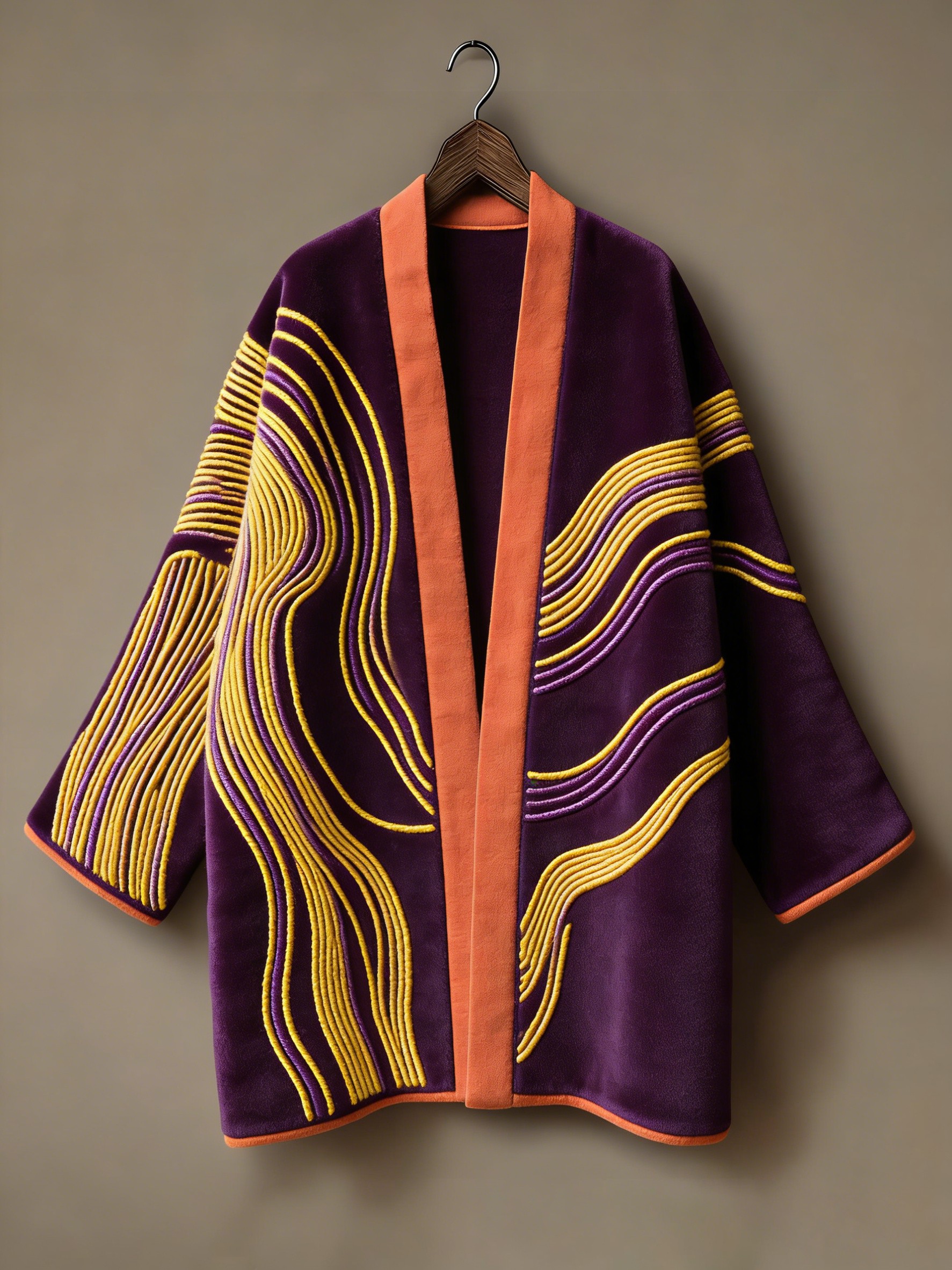 Winter warmest flannel printed and embroidered pattern kimono cardigan