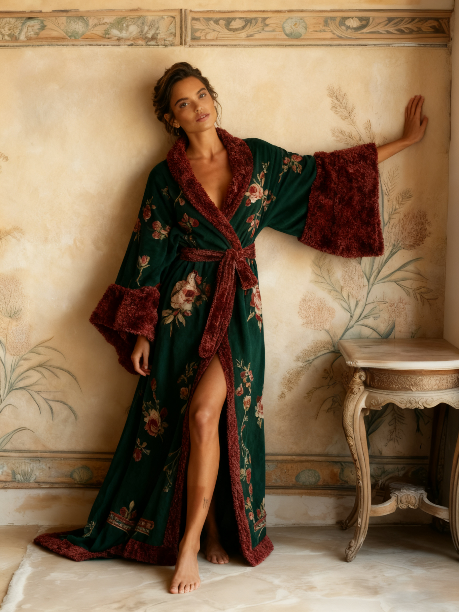 Autumn & Winter Cotton Velvet Blended Robe (With Belt)