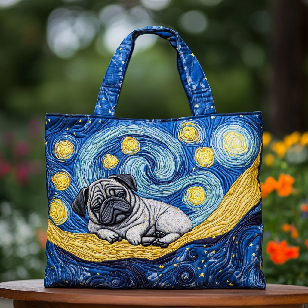 Pug Quilted Tote Bag