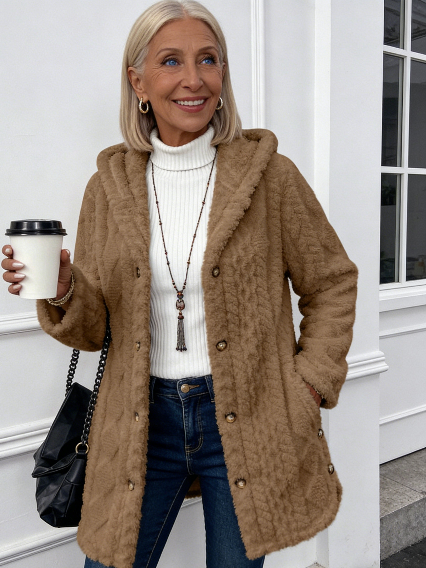 Cream Cable-Knit Hooded Cardigan