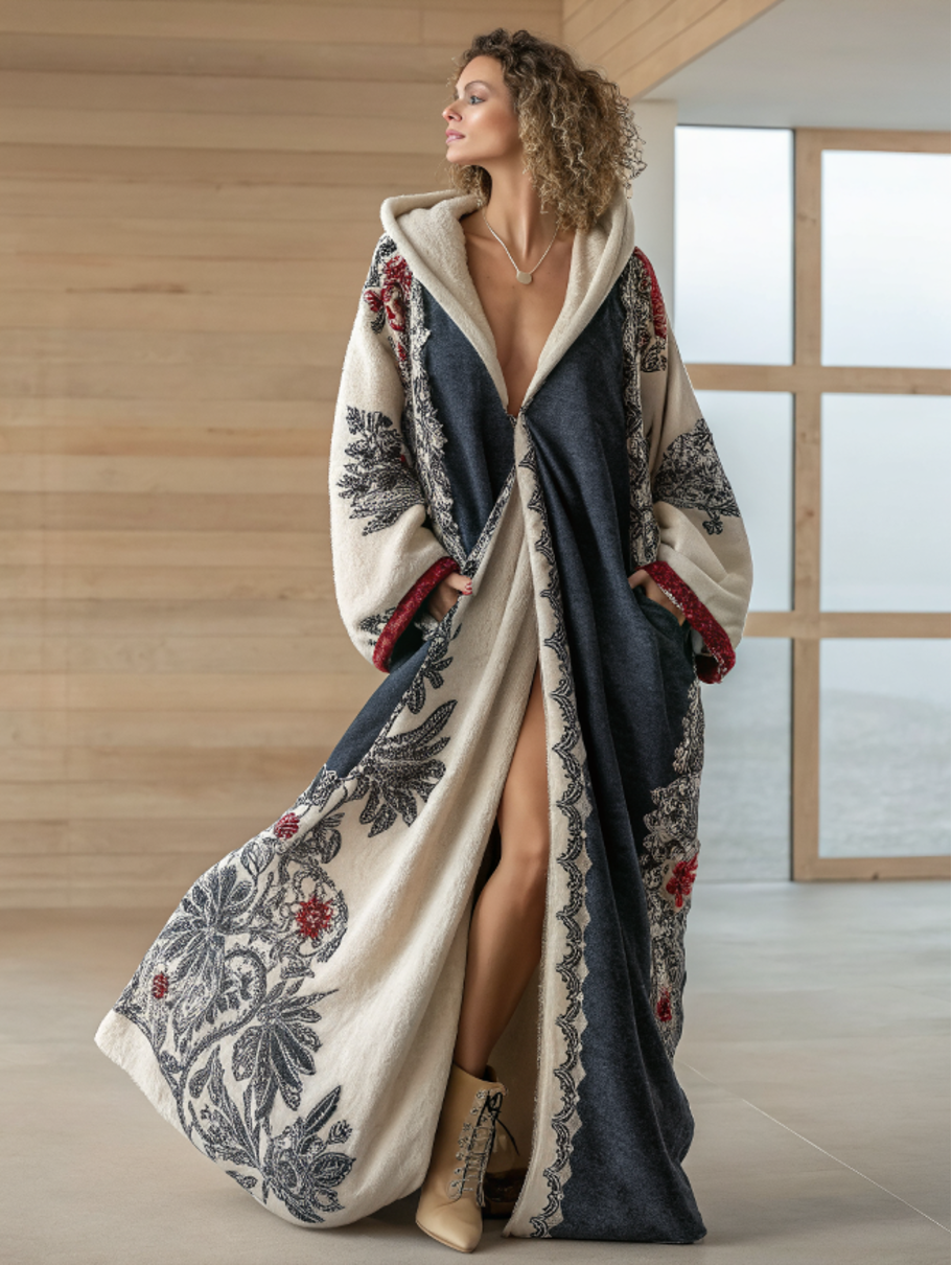 Autumn & Winter Flannel V-Neck Hooded Cardigan Robe