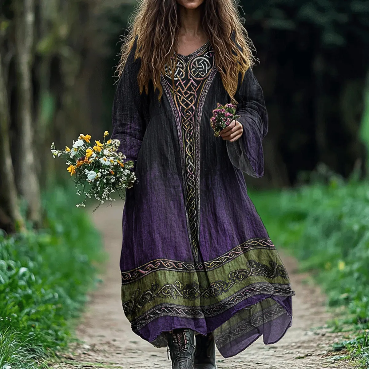 Women's Vintage Tree Of Life Gradient Art Dress