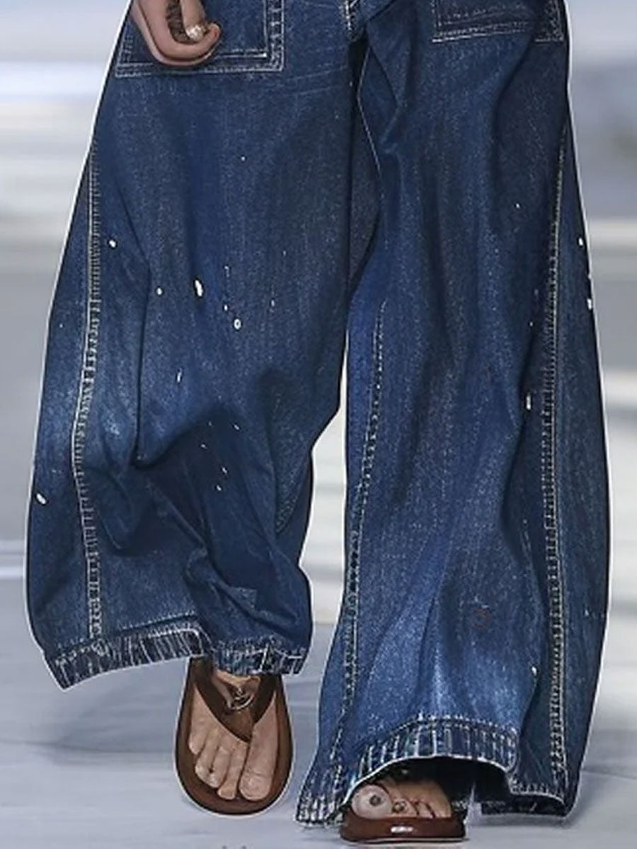¡3⁄424-hour shipping out¡¿Casual Loose Graffiti Multi-Pocket Jeans