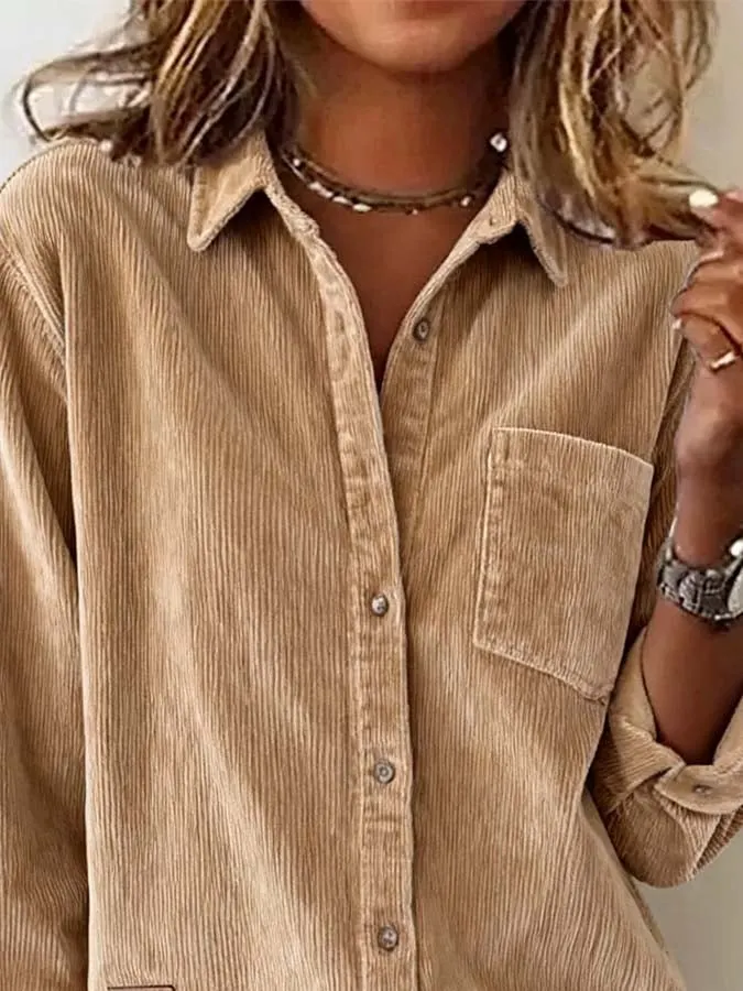 Casual Loose Corduroy Long-Sleeve Shirt