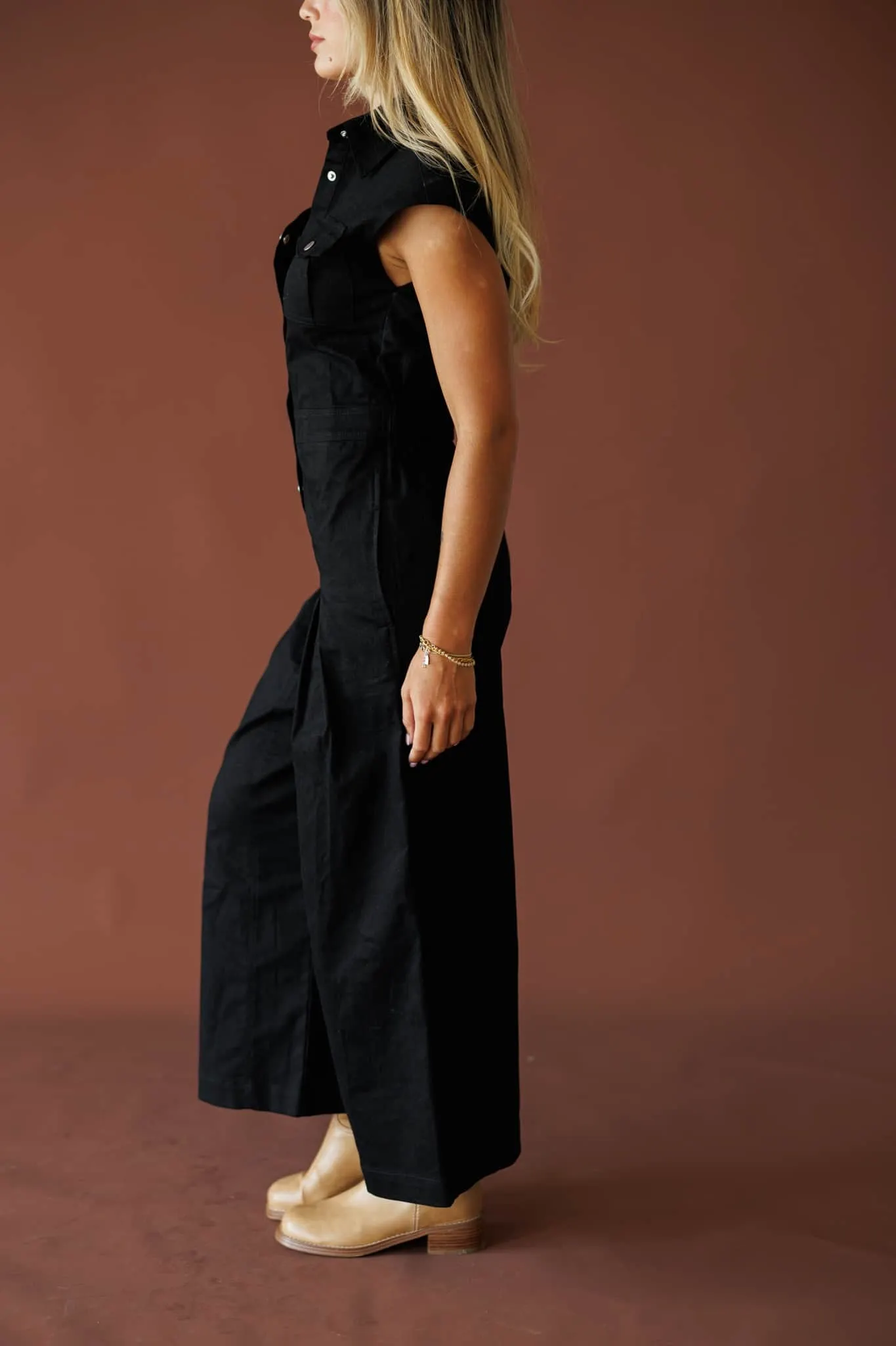 Twill Wide-Leg Jumpsuit