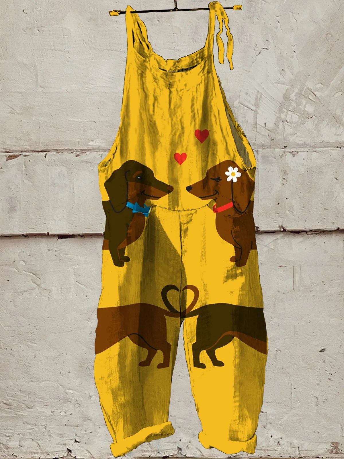 Lovely Dogs Art Print Casual Wide-Leg Jumpsuit