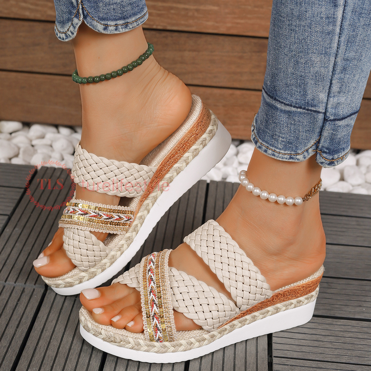 Woven Wedge Sandals