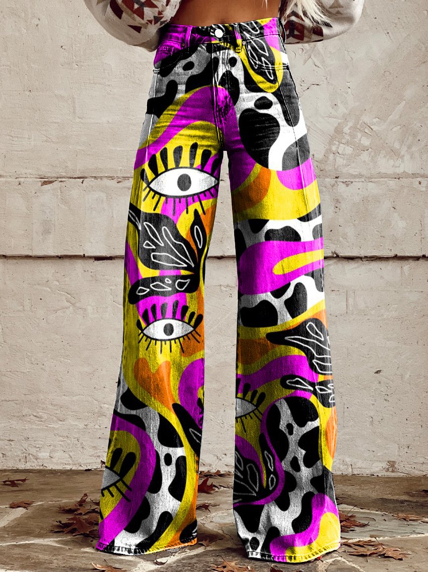 Colourful Fun Print Women's Print Casual Wide-Leg Pants