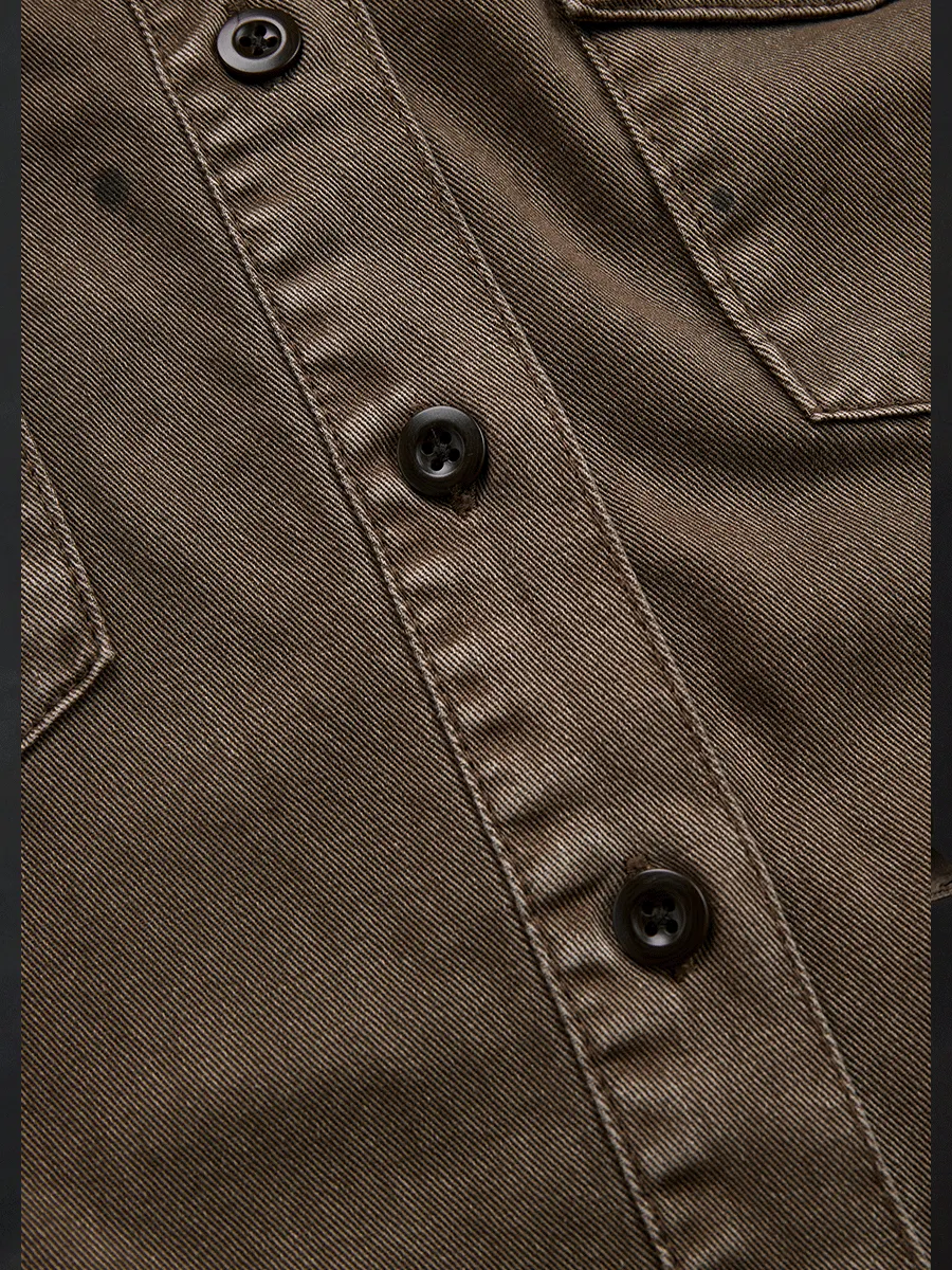 Vintage Washed Taupe Western Slim Fit Button-Down Shirt