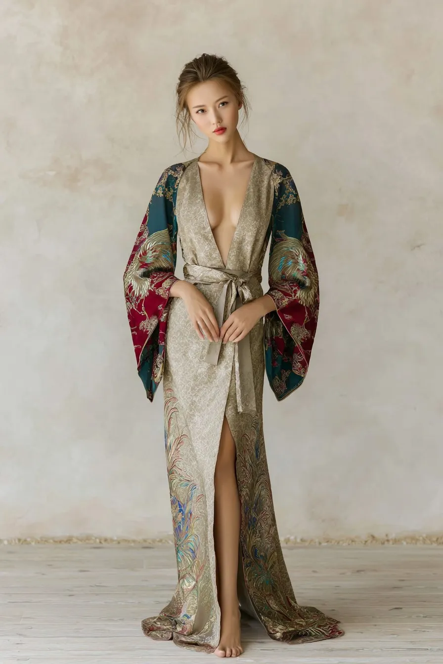 Elegant Vintage Printed Robe
