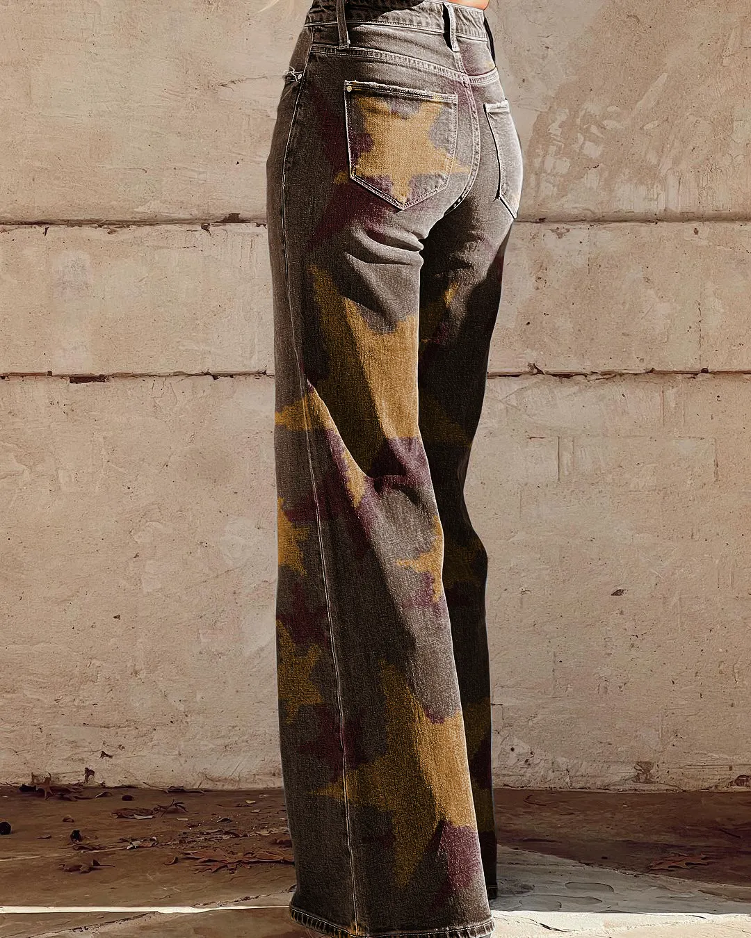 Retro Star Print Casual Wide-Leg Pants
