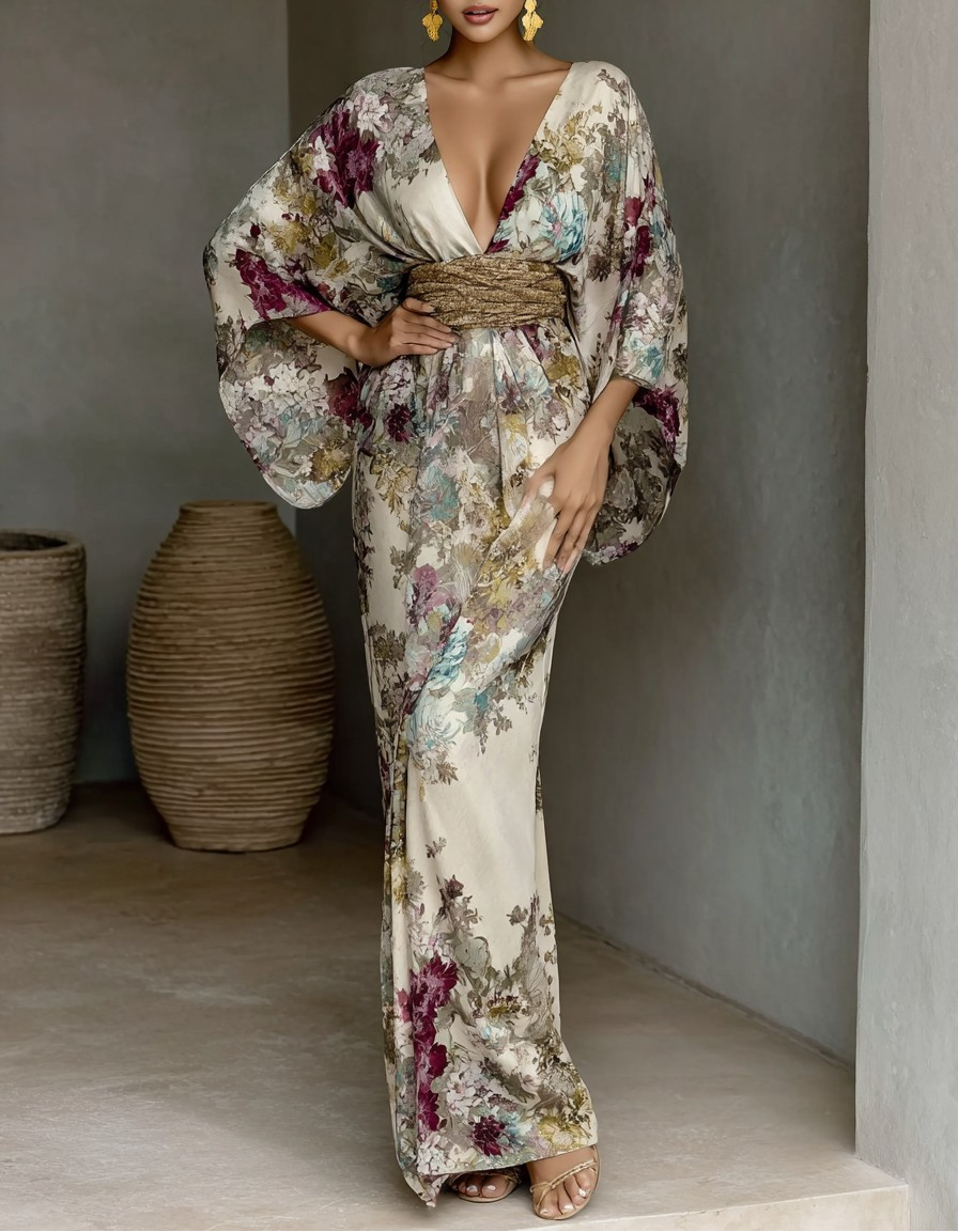 Elegant Vintage Printed Robe